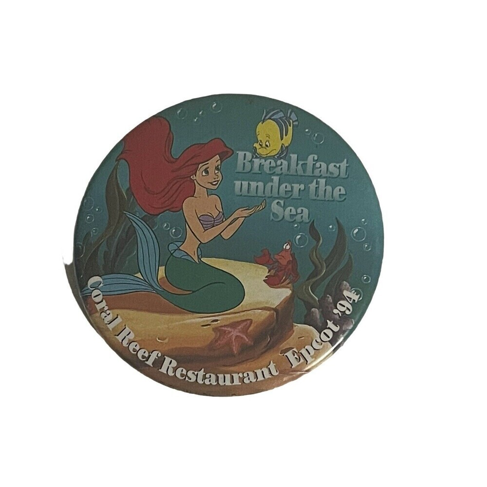 Disney Button Breakfast Under the Sea Coral Reef Restaurant Epcot ARIEL 1994